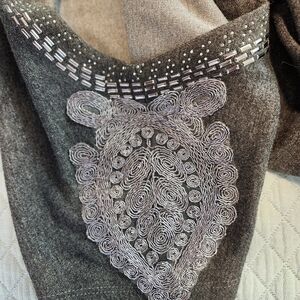Elegant Gray Women's Dress With Embroidery
